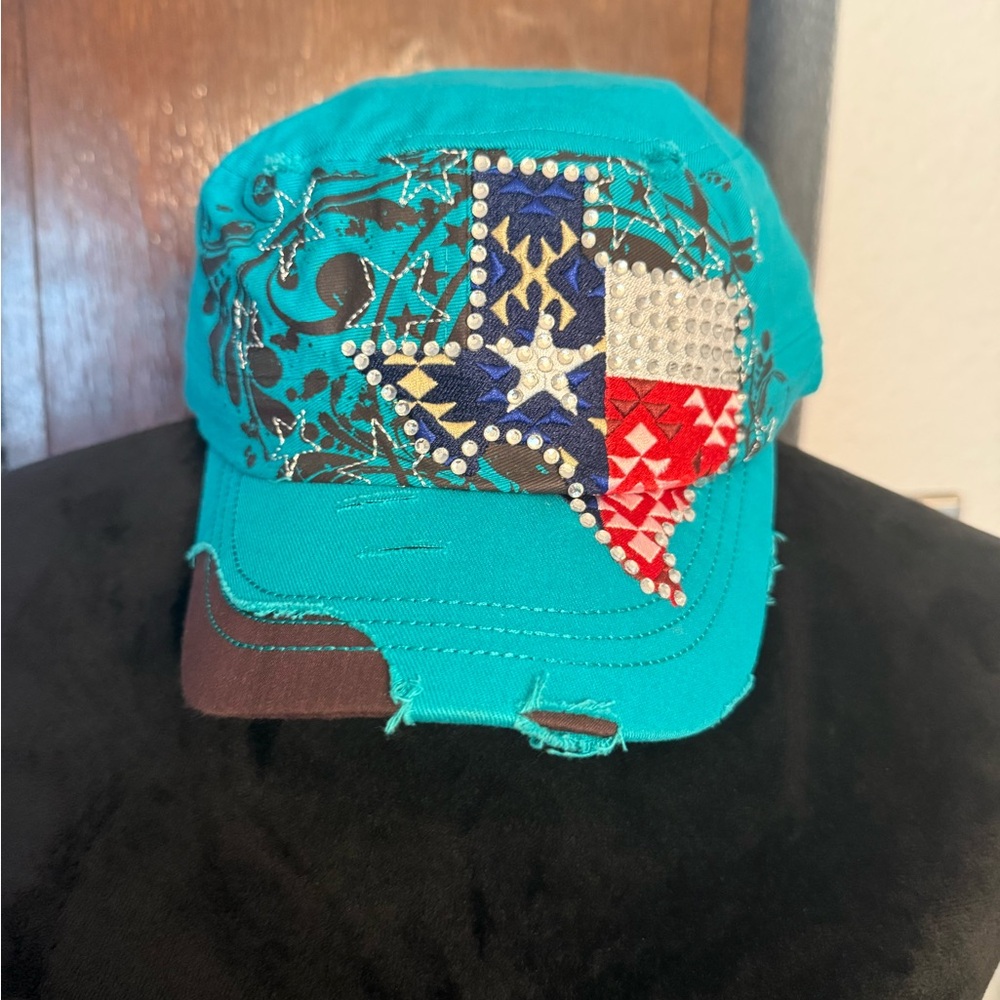 KBETHOS Teal Cap with Rhinestone Star